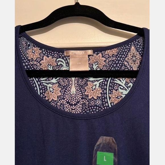 NWT! Sz L Ink & Ivy Super Soft Navy Blue Tee Knit Top - Picture 2 of 6